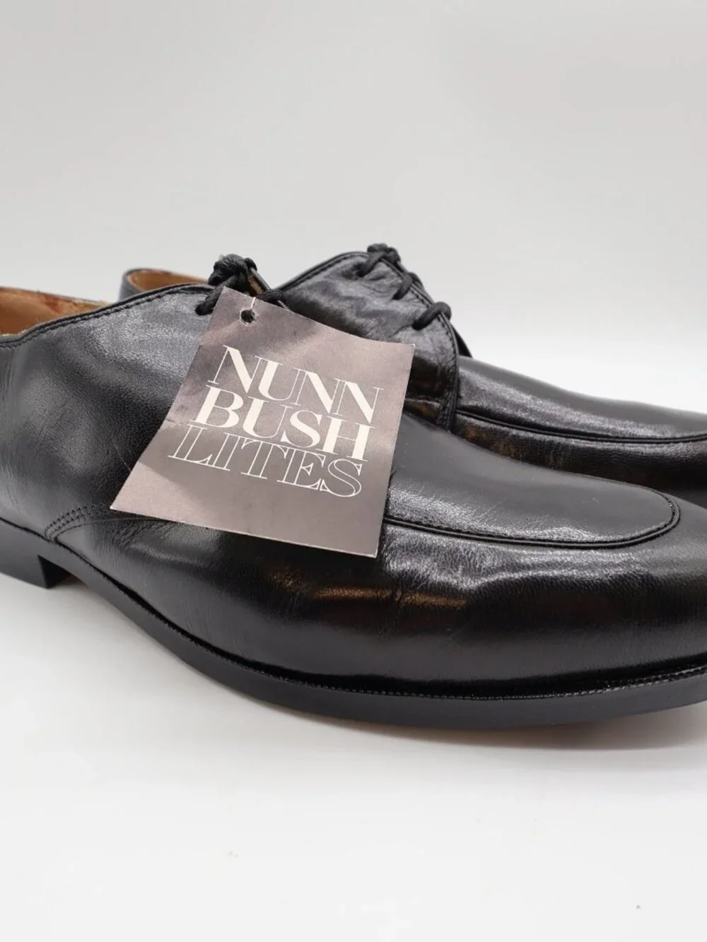 Nunn Bush Apron Toe Oxford Dress Shoes Mens 8 Black Leather Vintage NOS